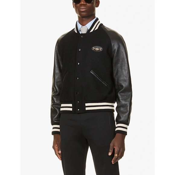 SOLD Gucci Interlocking G Horsebit Panelled Bomber Leather Jacket In Black - Picture 3 of 16